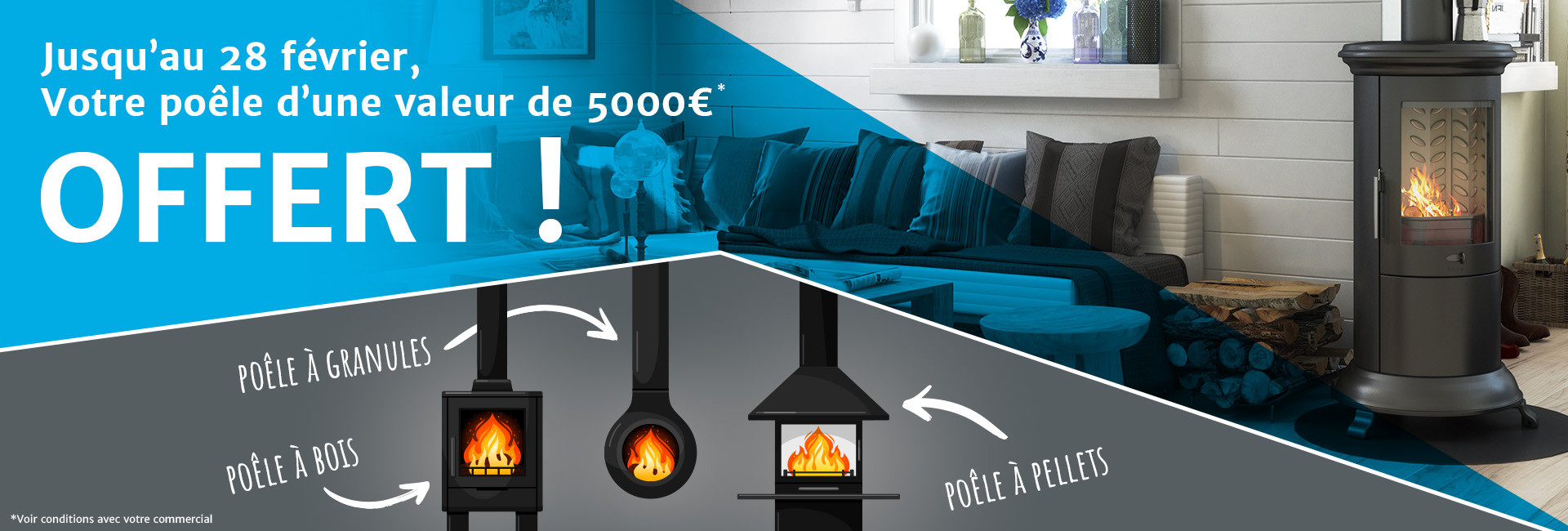 Profitez de notre promotion jusqu'au 28 février Promotion sur les poêles a bois, a granules a pellets à Montauban